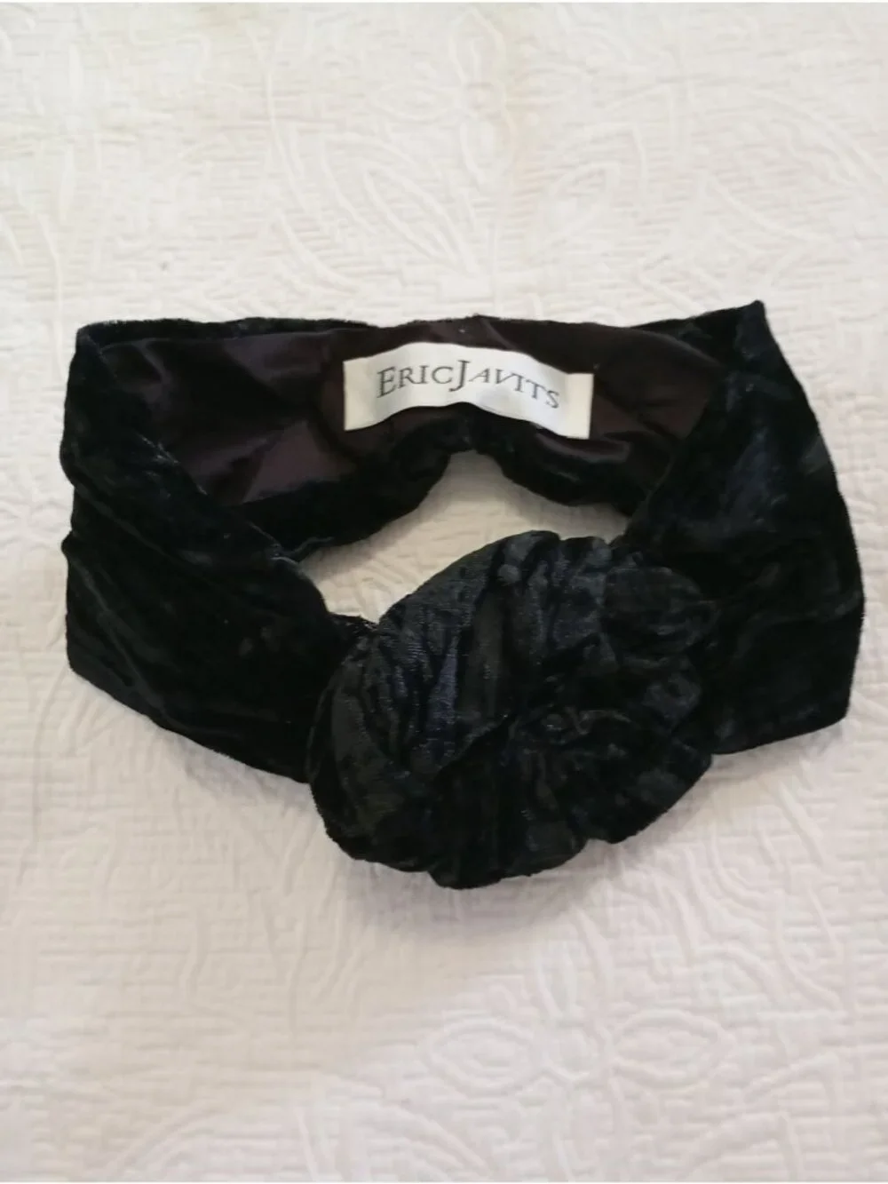 Eric Javits Black Velvet Knotted Headband